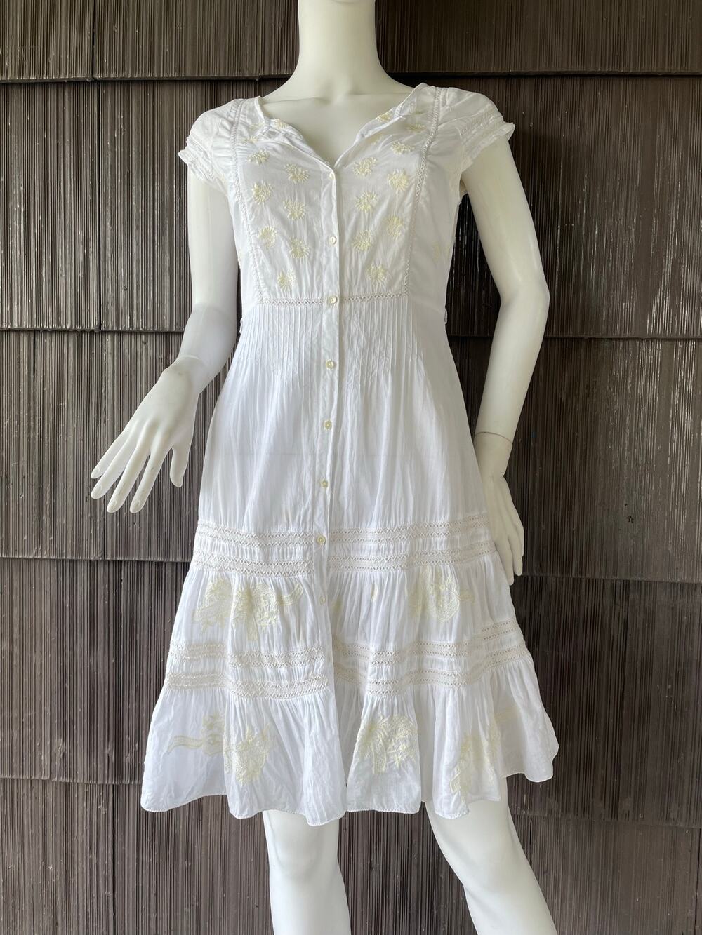 Free People White Eyelet Button-Front Midi Dress